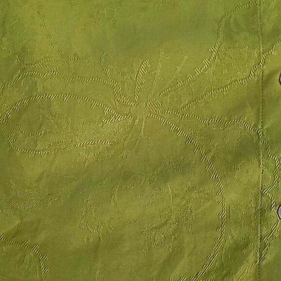 Chicos Design Women's Silk Collared Blouse Green Size 0 Roll Tab Sleeve Floral - Picture 9 of 12